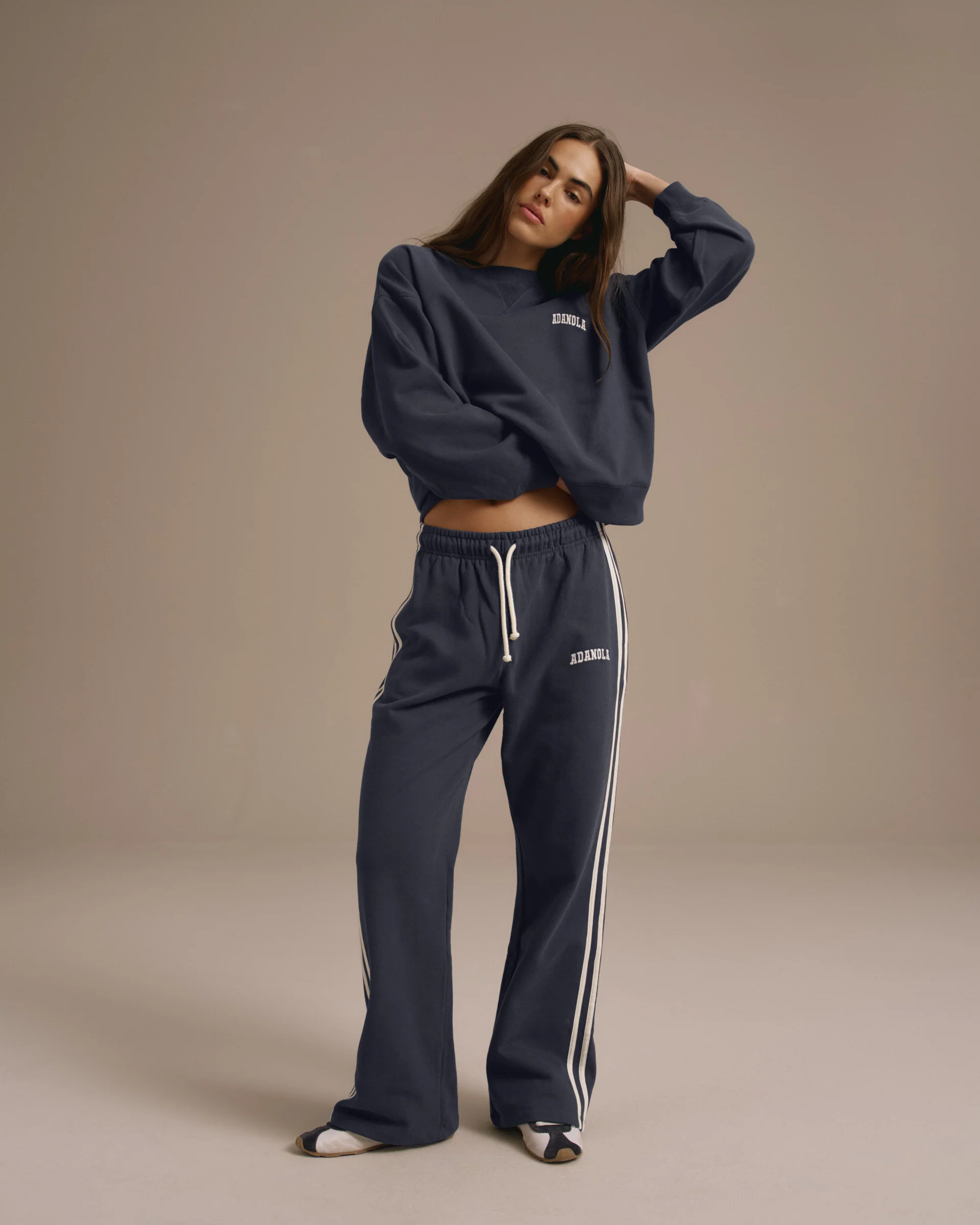 Varsity Loose Fit Sweatshirt - Midnight Blue/Marshmallow White - Image 4