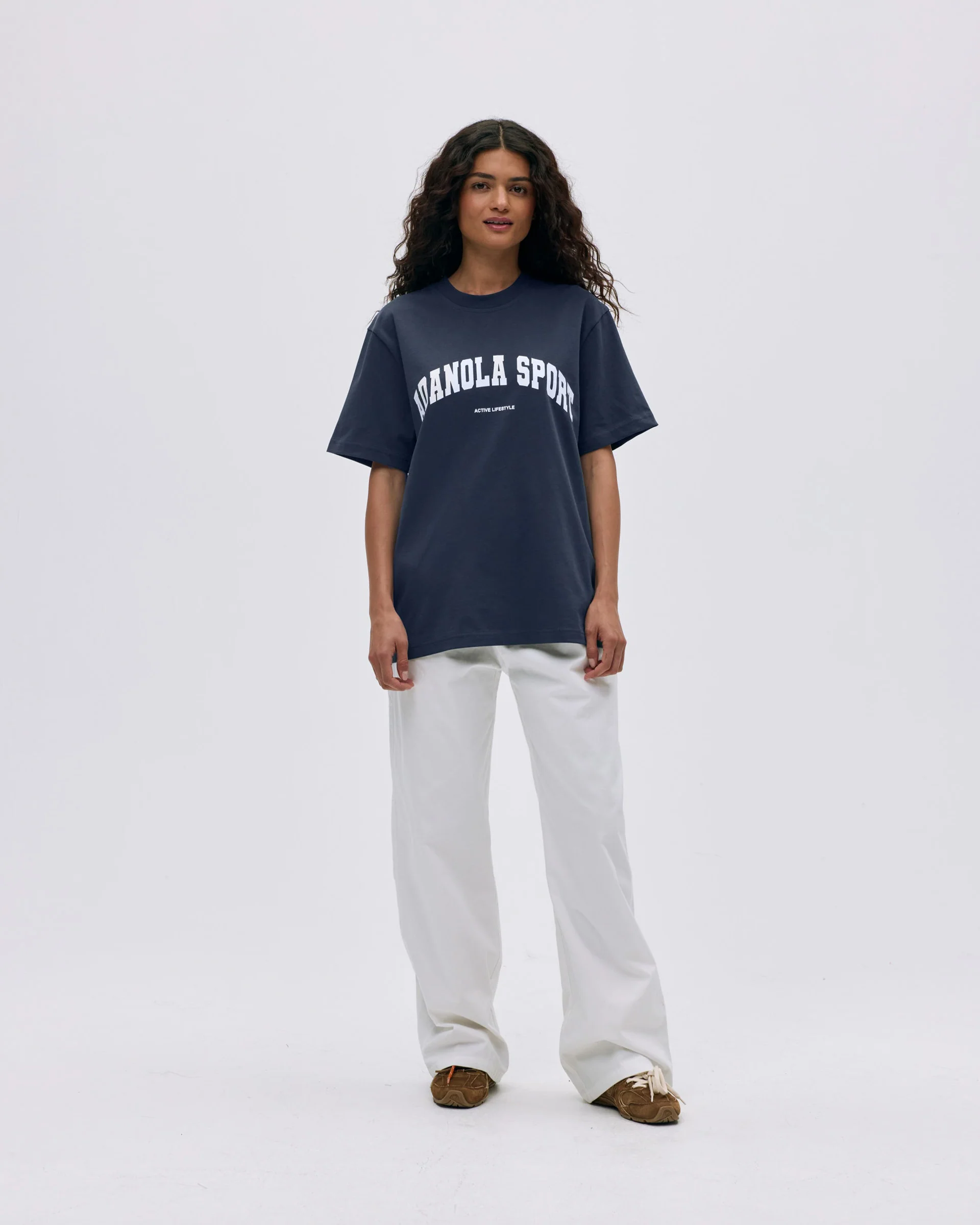 AS Short Sleeve Oversized T-shirt - Midnight Blue/White - Image 3