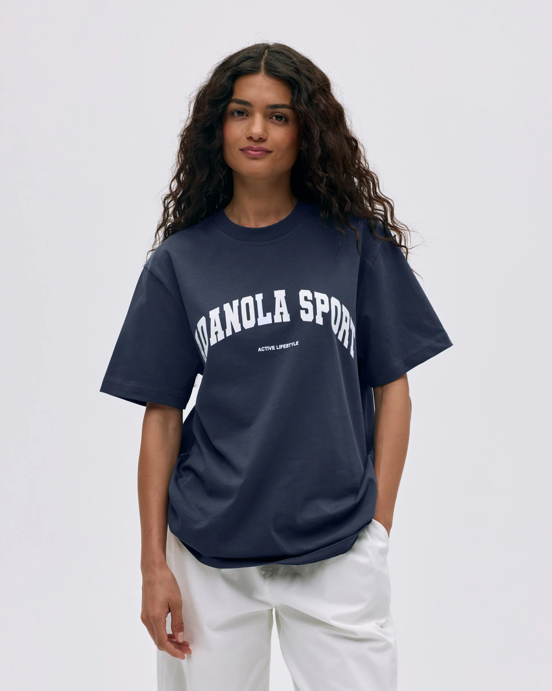 AS Short Sleeve Oversized T-shirt - Midnight Blue/White - Image 4