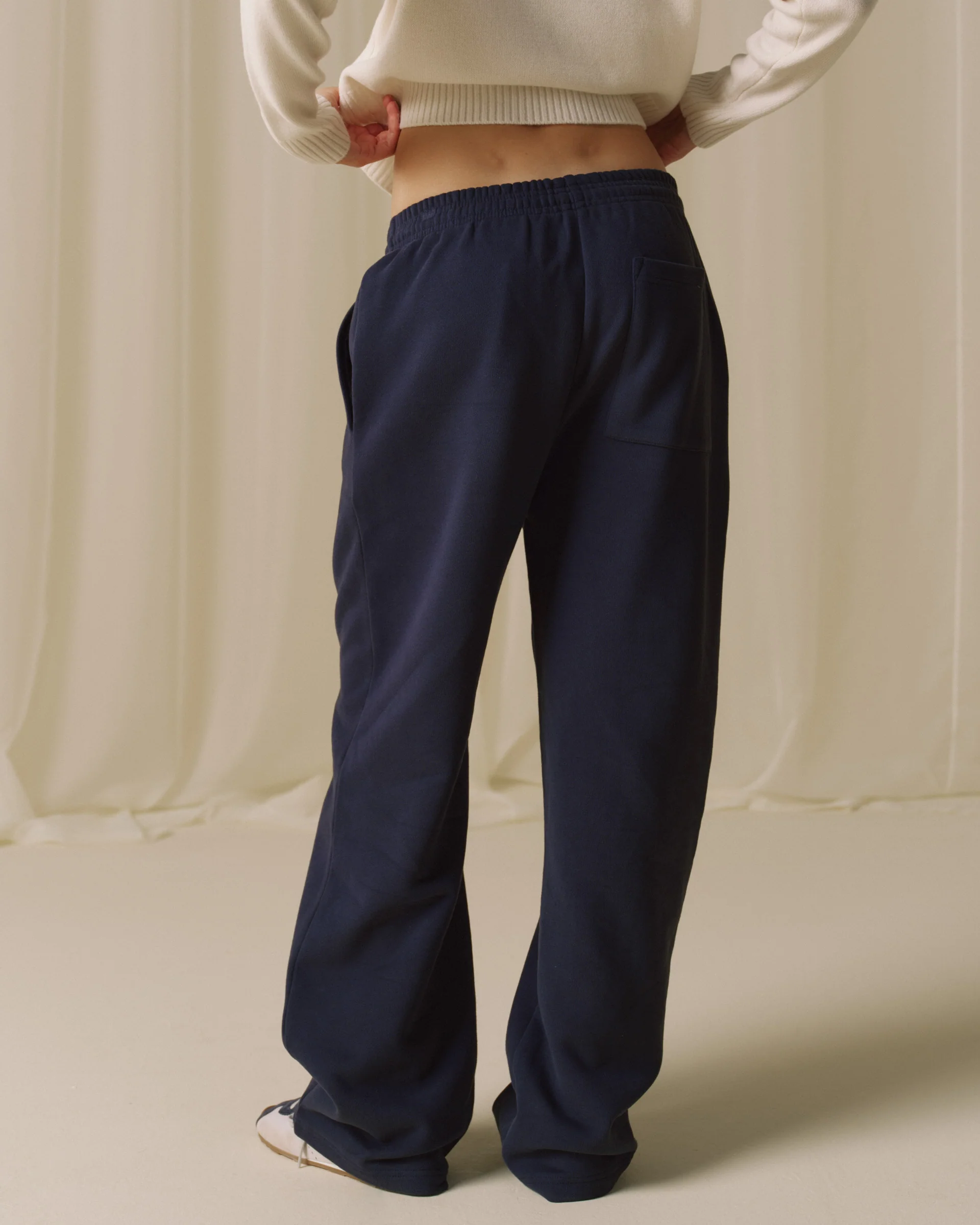 Branded Straight Leg Sweatpants - Navy Blue - Image 2