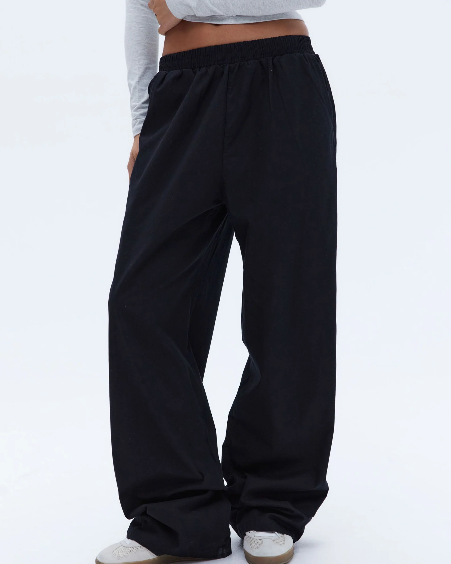 Cotton Pull on Pants - Black - Image 3