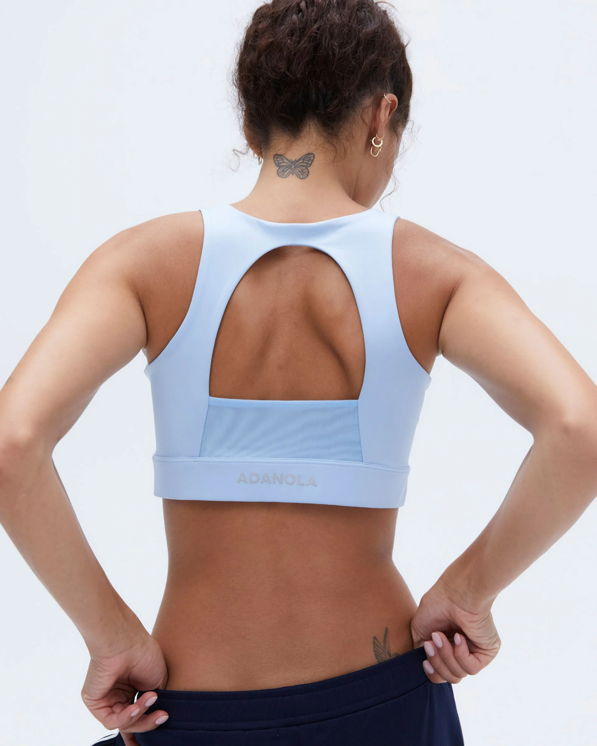 Mesh Open Back Bra - Powder Blue - Image 2