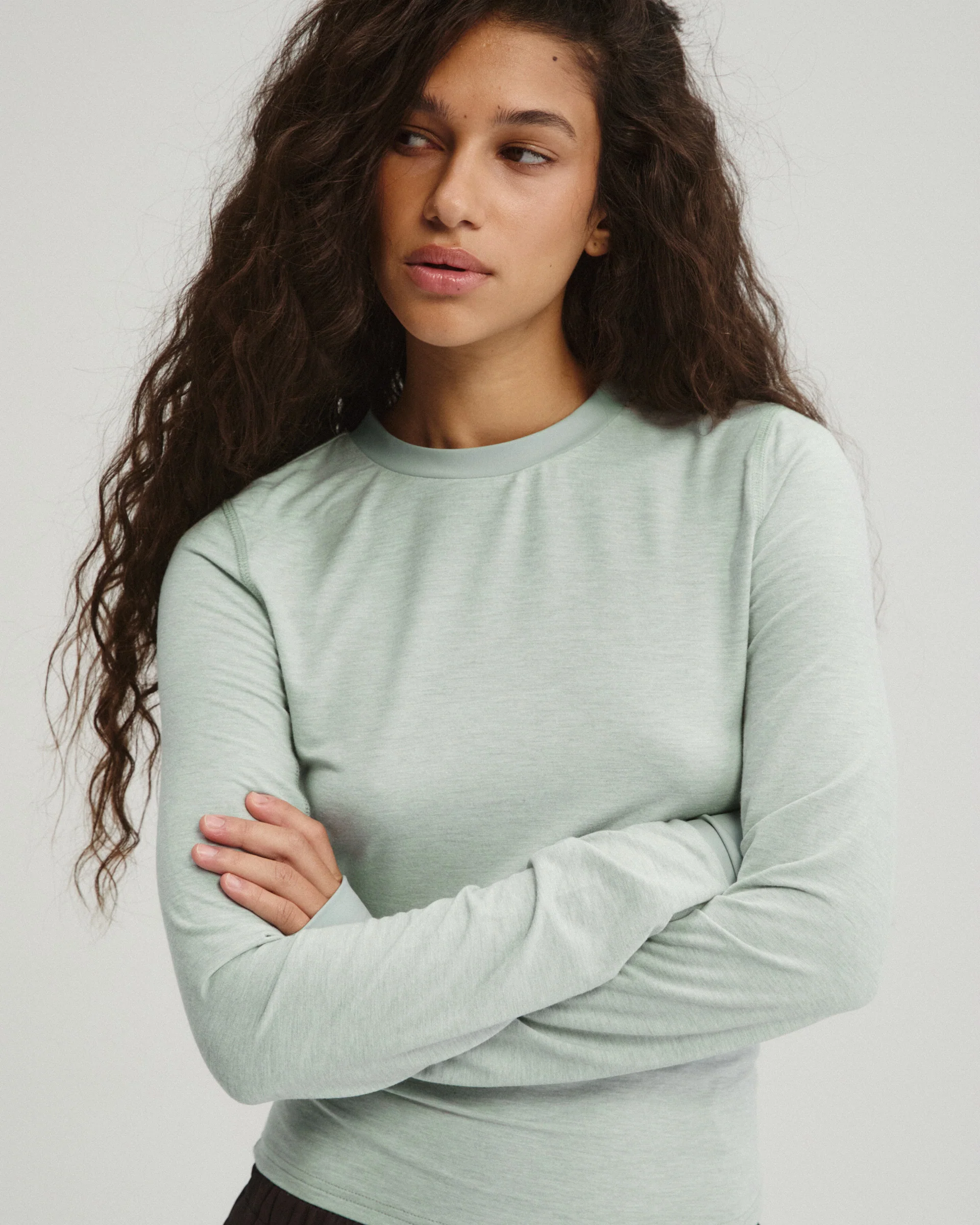 Modal Long Sleeve Technical Top - Cloud Blue - Image 4