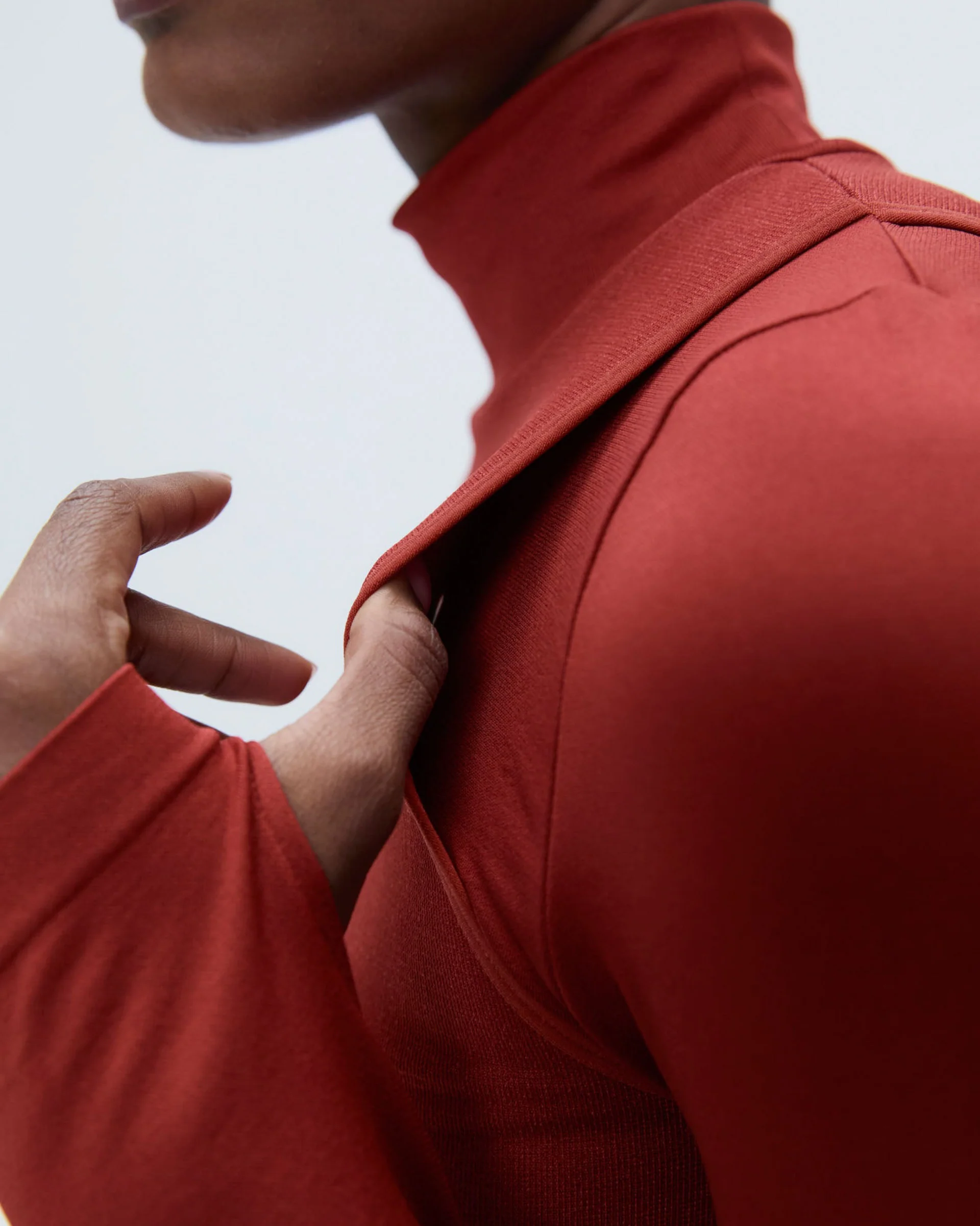 Seamless Base Layer Overlay Long Sleeve Top - Red - Image 3