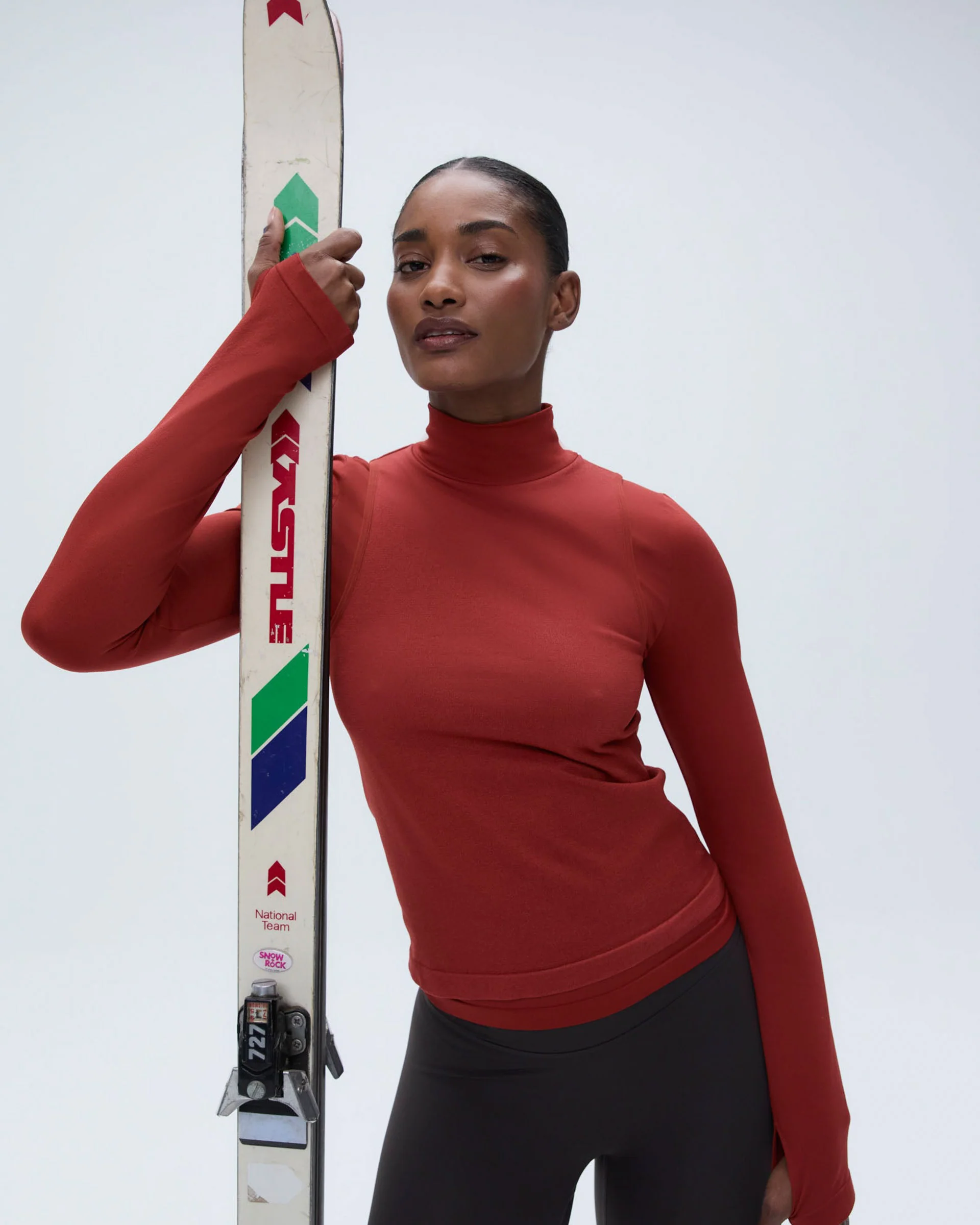 Seamless Base Layer Overlay Long Sleeve Top - Red - Image 4