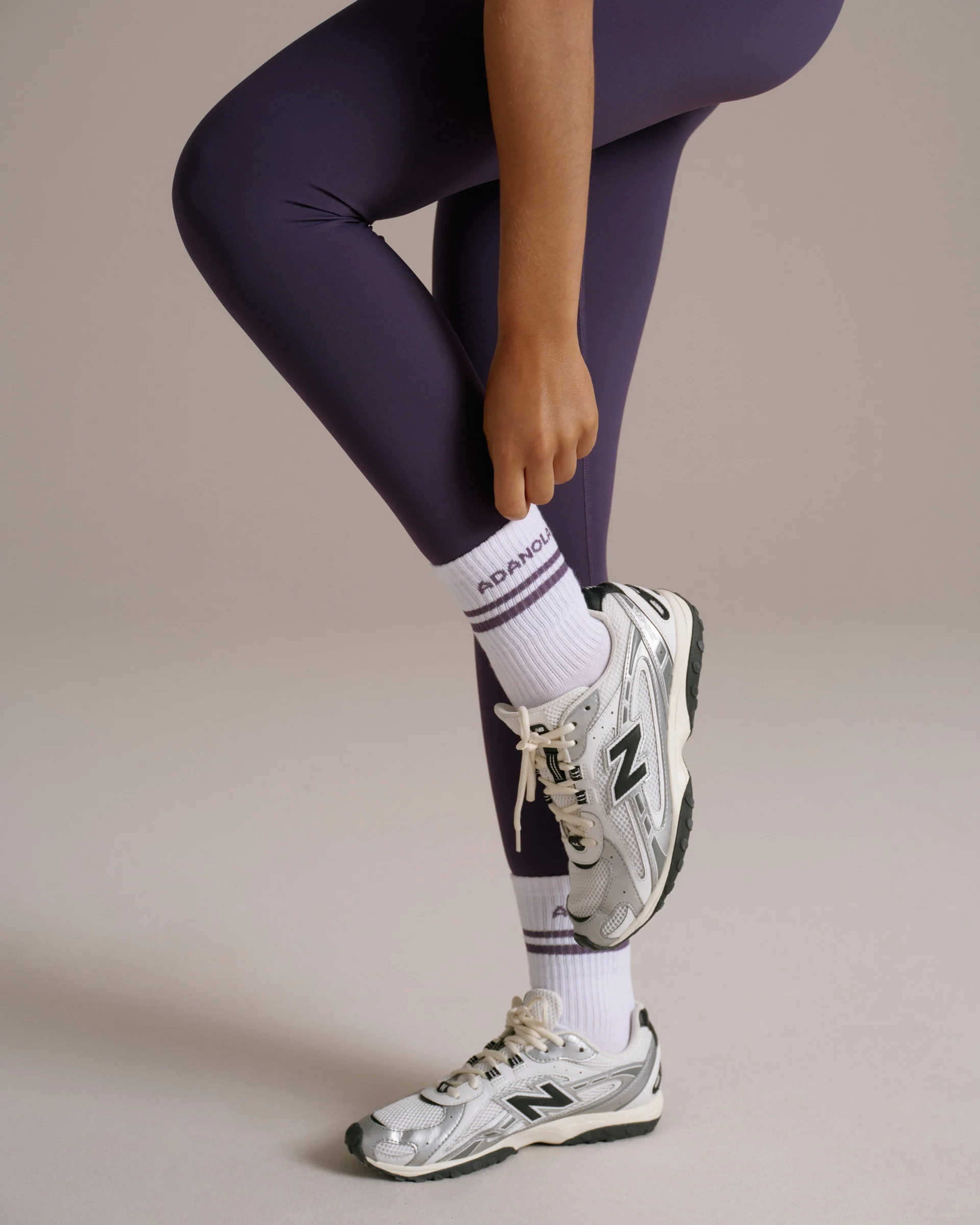 Sport Stripe Socks - White/Dark Plum - Image 2