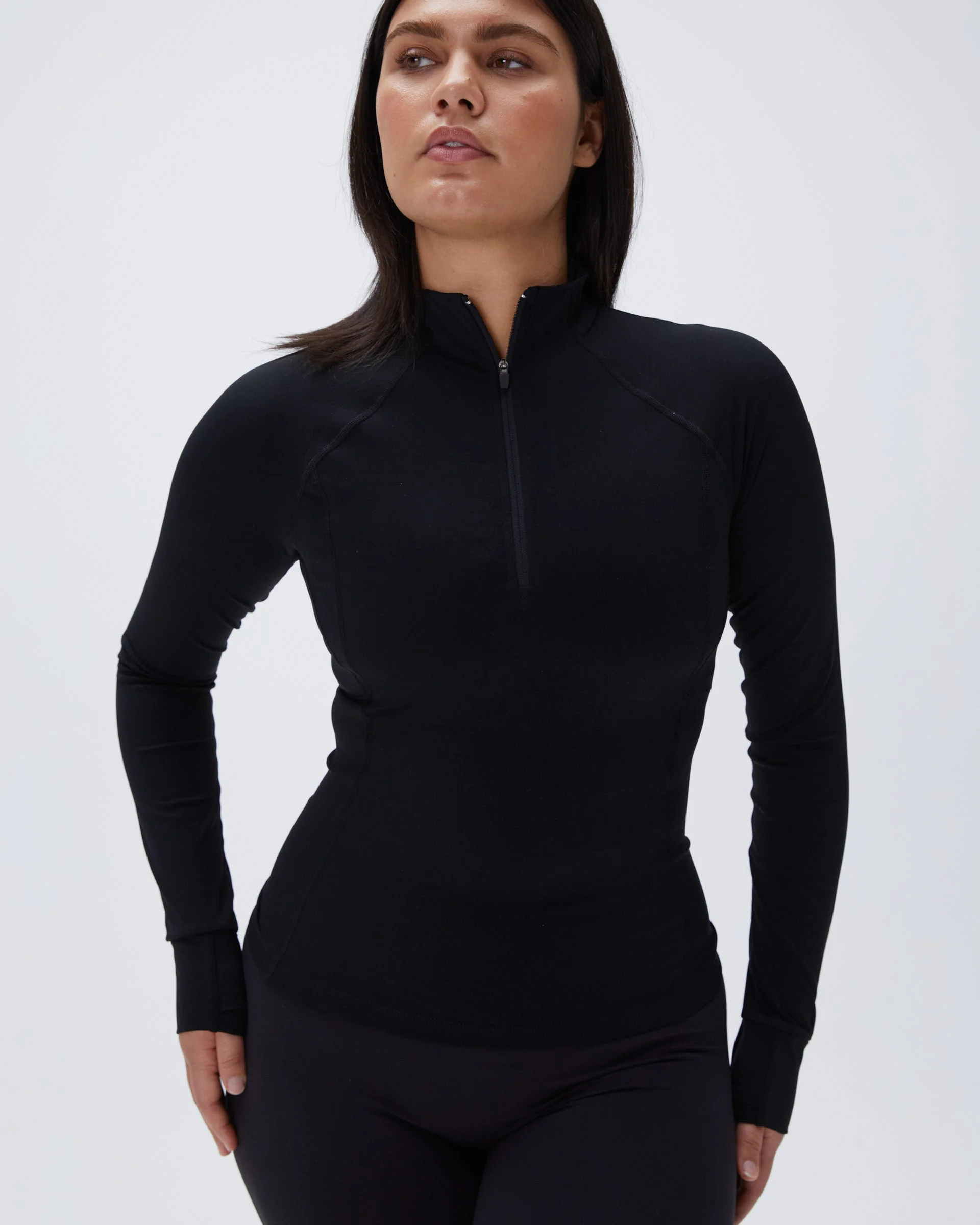 Ultimate Long Sleeve Quarter Zip Top - Black - Image 4