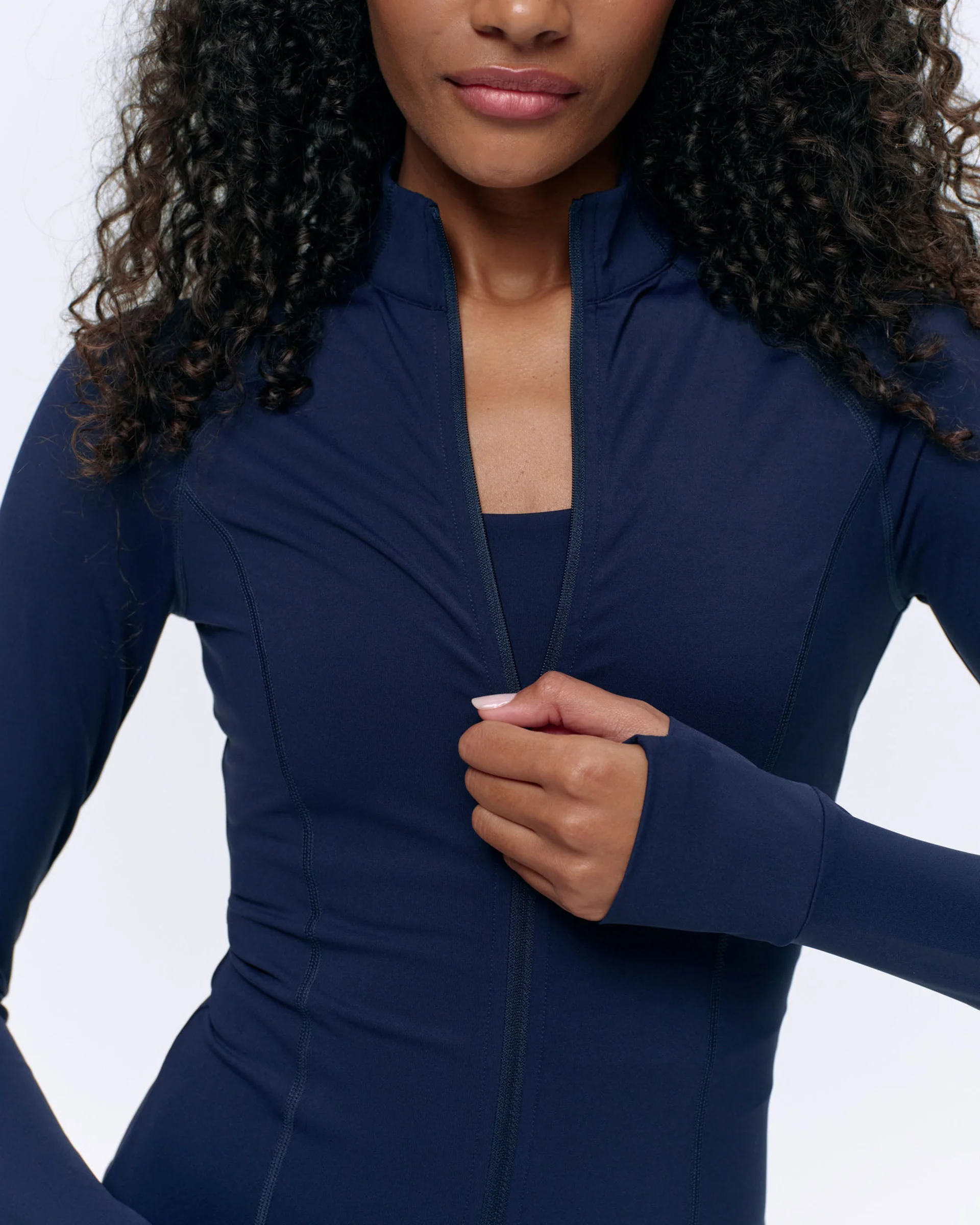 Ultimate Long Sleeve Zip Up Top - Navy Blue - Image 3