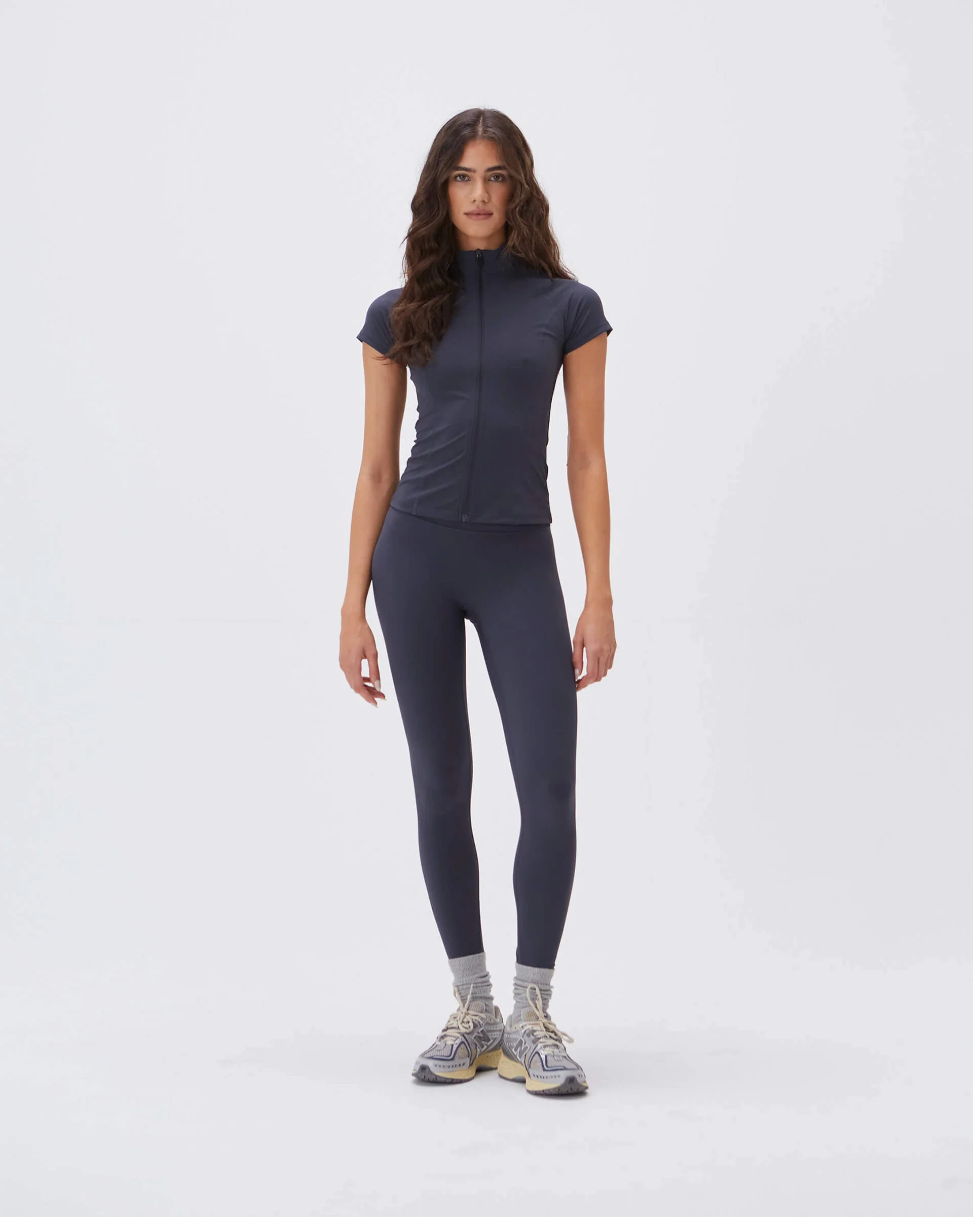 Ultimate Short Sleeve Zip Up Top - Midnight Blue - Image 4