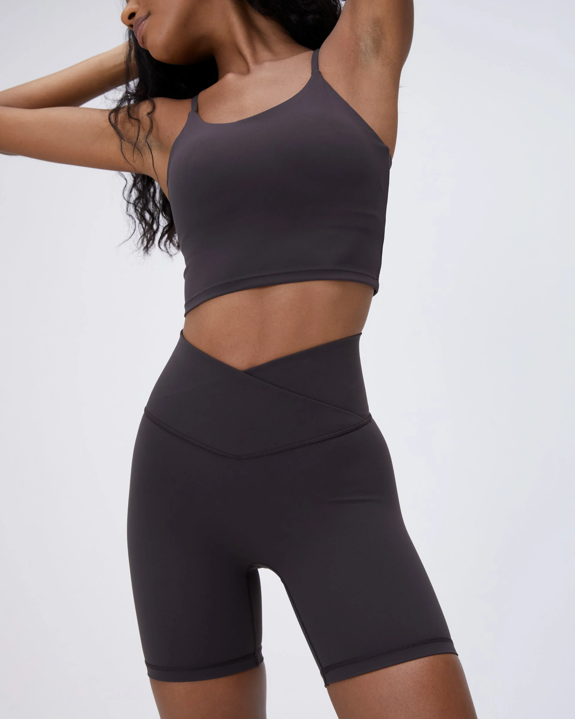 Ultimate Wrap Over Crop Shorts - Coffee Bean - Image 4
