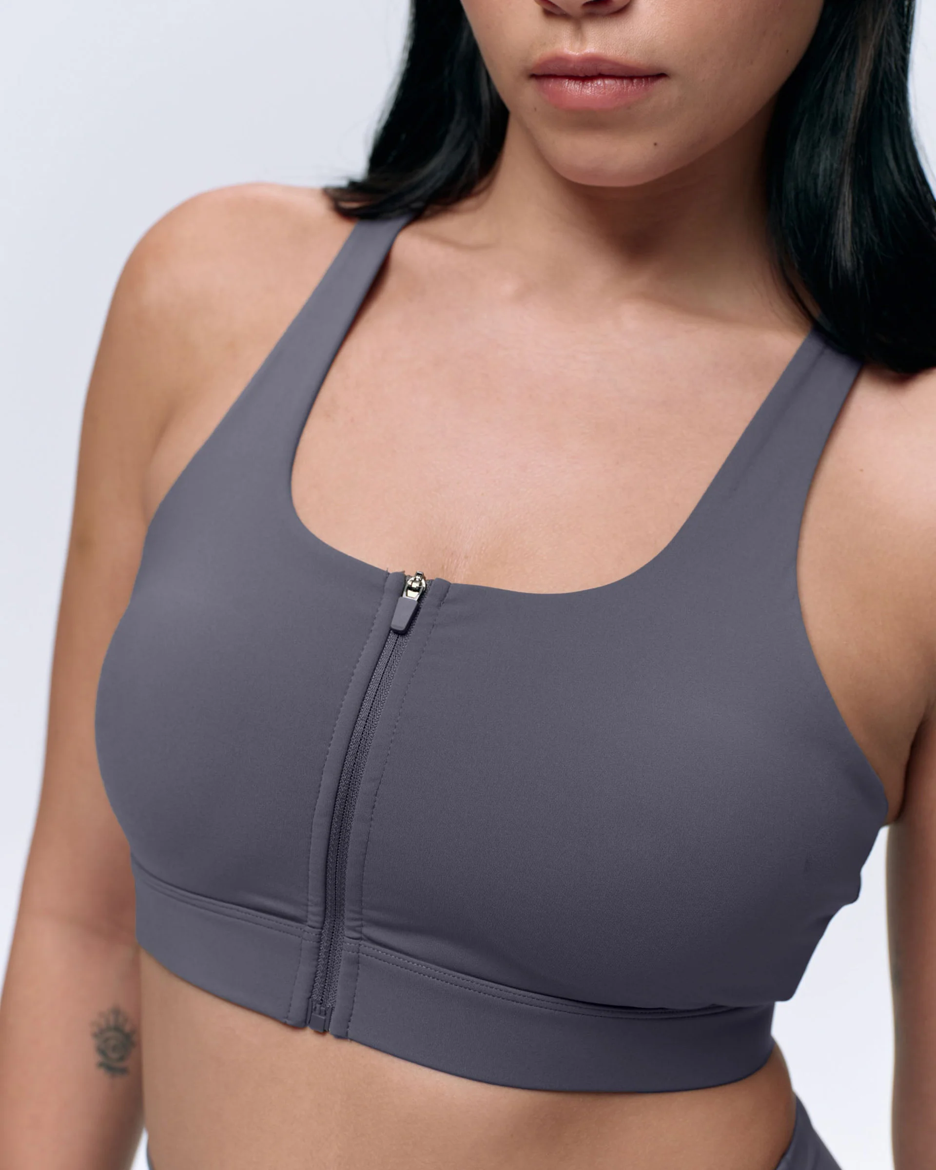 Ultimate Zip Front Bra - Dark Grey - Image 3