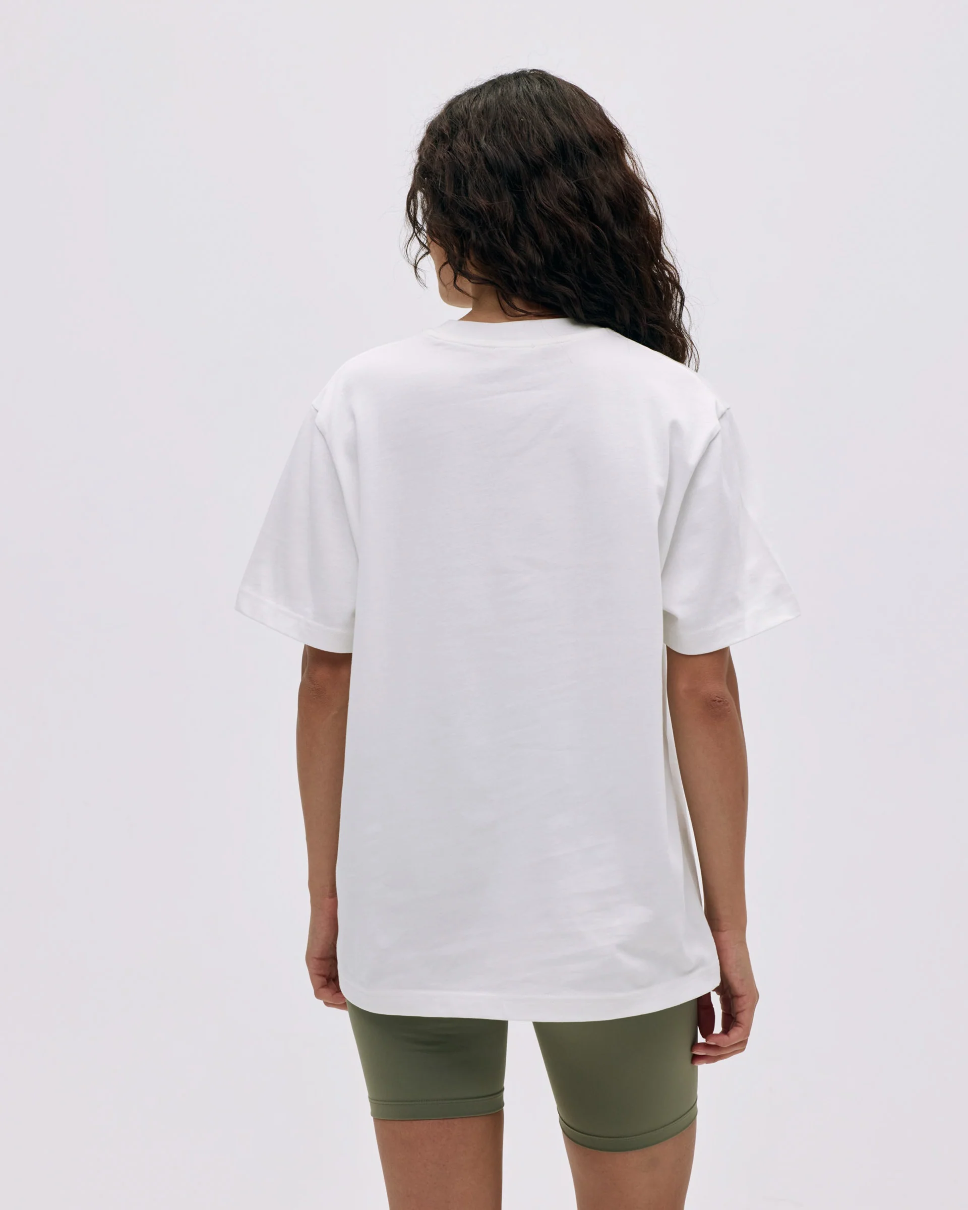 Varsity Short Sleeve Oversized T-shirt - White/Olive Green - Image 2