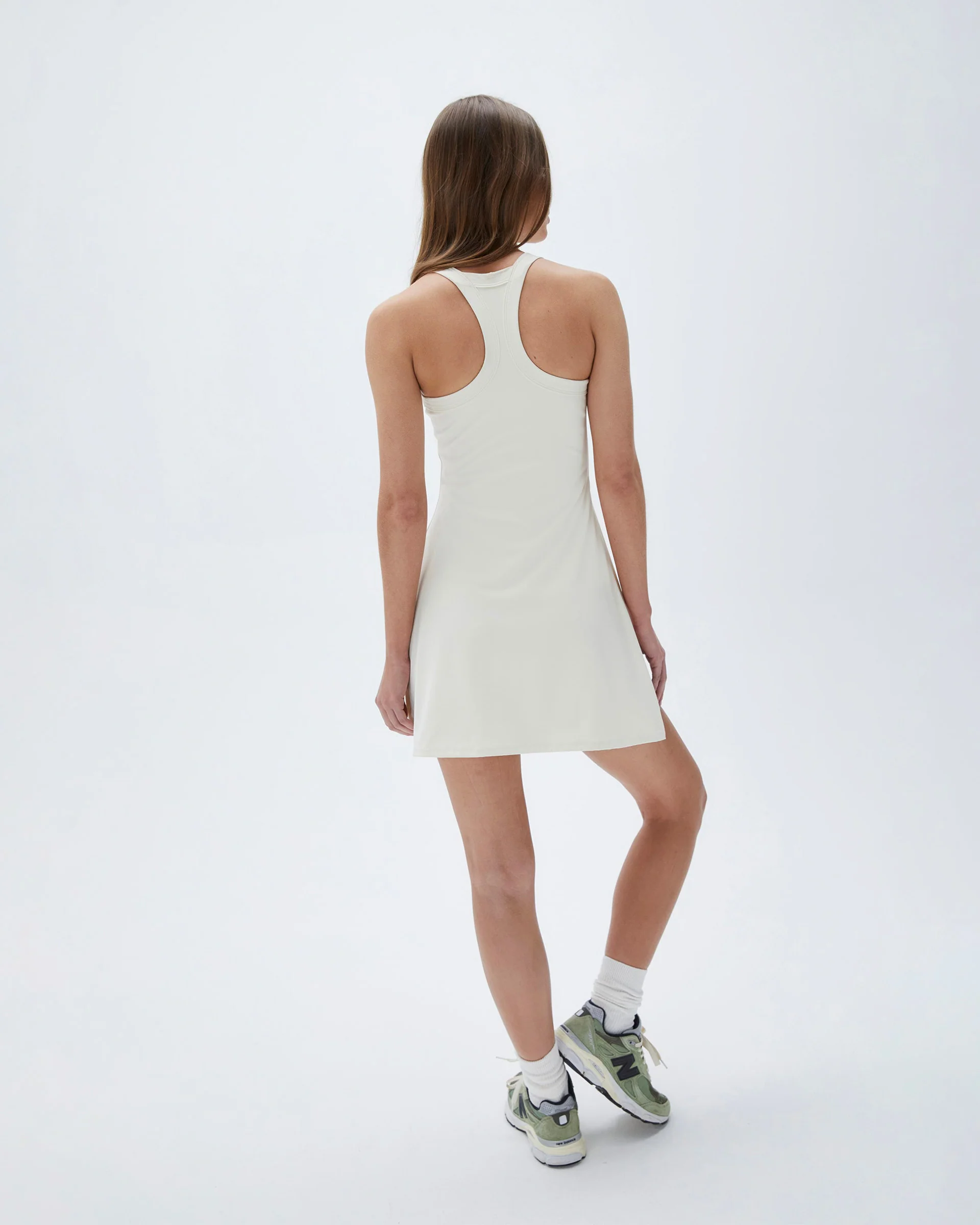 Wide Binding Racer Dress - Marshmallow White - Image 3
