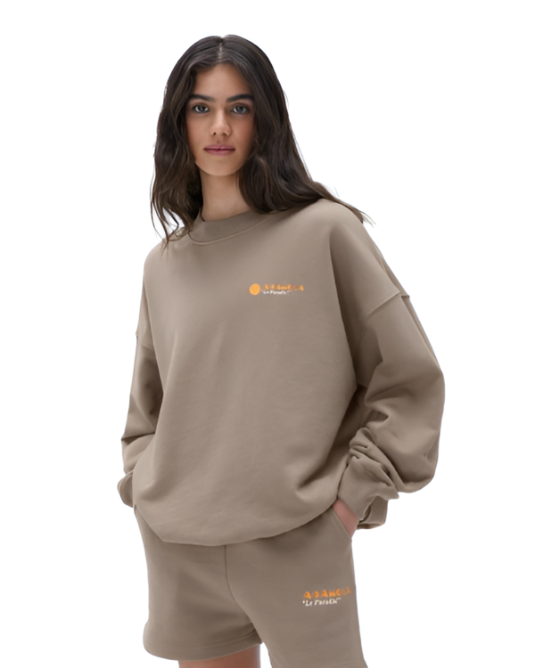 Oversized Sports Brown Sweatshirt