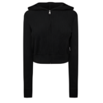 ADANOLA Waffle Black Zip Up Hoodie